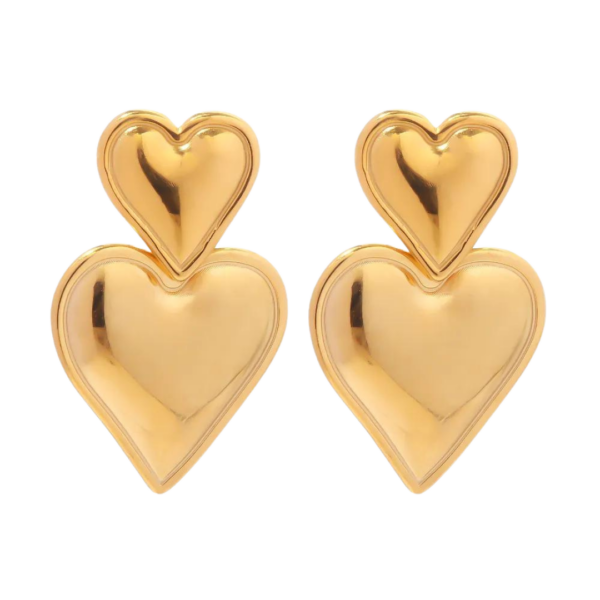 Gold-double-heart earrings